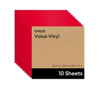 Cricut muestrario de vinilo adhesivo permanente, 30.5 cm × 30.5 cm, rojo, para personalizar tazas, cuadernos, decoración hogar y proyectos DIY, para todas las máquinas Cricut - pack de 10 hojas