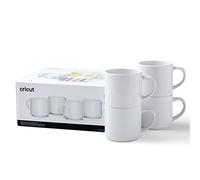 Cricut cerámica blanco, 10 oz unidades apilables 300 ml (10 onzas) | 4 tazas de sublimación uso en taza prensa de tinta infusible 2009392, Talla única