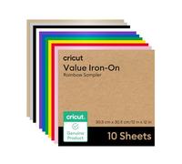 Cricut Value Iron-on - Muestreador de arco iris - 12 x 12 pulgadas (paquete de 10)