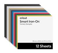 Cricut Vinilo termoadhesivo sin tapete de corte Smart Iron-On™, gama Variety, 33 x 30,5 cm (13 in x 12 in), 12 uds.