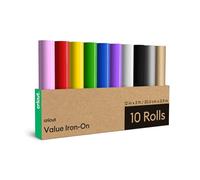 Cricut Vinilo Textil - 10 Rollos Termoadhesivos - 30.5 cm x 91 cm (12" x 3 pies) para Camisetas, Gorros y Ropa