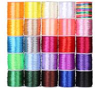 Cridoz - 25 Rollos de cordón de satén Sedoso para Pulseras, Collares, Manualidades de macramé, Bolsas con Cordones, Cuerda Multicolor para Abalorios