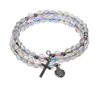 crigema - Pulsera Rosario de muelle con cruz y medalla de la Virgen Milagrosa - Circunferencia 19 cm, Circonferenza 19 cm, Vidrio, No es una piedra preciosa