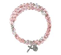 crigema - Pulsera Rosario de muelle con cruz y medalla de la Virgen Milagrosa - Circunferencia 19 cm, Circonferenza 19 cm, Vidrio, No es una piedra preciosa