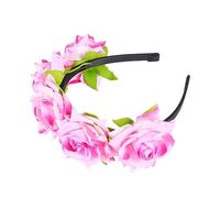 CRILSTYLEO 1pieza Diadema De Flores De Rosa Simuladas Accesorio De Pelo Ligero y Cómodo Para Mujeres Para Bodas Fiestas y Ocasiones Especiales Rosa