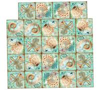 CRILSTYLEO 24piezas Calcomanías Decorativas Para Baldosas De Conchas Marinas Adhesivos Impermeables Para Cocina y Baño Stickers Autoadhesivos Para Azulejos Diseño Clásico De Estrellas De