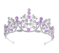 CRILSTYLEO 3 Piezas tiara accesorios para el cabello de la novia joyería de boda cinta girlfriend coronas para novias de boda de diamantes de imitación acrílico Púrpura