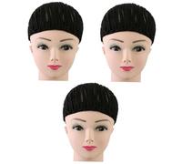 CRILSTYLEO 3piezas Gorro De Peluca Negro Trenzado Para Hacer Pelucas De Ganchillo s y Transpirable Para Tejer Trenzas y Estilos De Peinado
