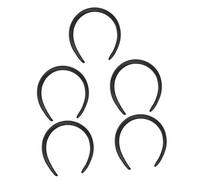 CRILSTYLEO 5 Piezas Venda Mujer Diadema Lisa Gruesa Tiaras Para Niñas Diademas Diadema Hinchada Accesorios Para El Cabello De Niña Diadema De Perlas Diadema De Esponja Acolchada Tela Black