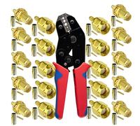 Crimpadora coaxial y 10 juego SMA macho a hembra para engarzar RG174 RG316 SMA cable de antena