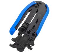 Crimpadora de Cables Profesional Coaxial Multiusos para Red y F | Acero Inoxidable y Plástico, Mecanismo Preciso, Uso en Hogar E Industria, Color Azul, Fácil Manejo