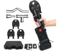 Crimpadora de tuberías inalámbrica de 18 V con pantalla LED, prensa hidráulica para cobre de 15 a 25 mm, PEX, tubos de acero inoxidable, incluye 2 baterías, cargador y funda
