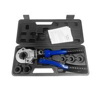 Crimpadora hidráulica 10T 98KN para tubos de cobre de 1/2" 3/4" 1" con 3 matrices 360° cabeza giratoria de acero resistente construcción portátil prensa de tubos incluye caja de herramientas