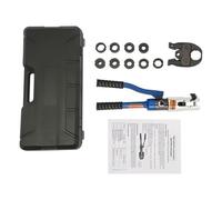 Crimpadora hidráulica de 10 toneladas con 10 pares de crimpadoras V12/15/18/22/28 mm + M12/15/18/22/28 mm Juego de herramientas profesionales para terminales de cobre y aluminio Azul