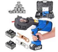 Crimpadora hidráulica eléctrica recargable 120kN para terminales cobre y aluminio 16-400mm², alicates hidráulicos para crimpar cables, crimpado continuo, 12 dados, herramienta sin cables NE-400
