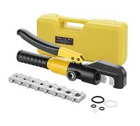 Crimpadora Hidráulica Herramienta TEENO con 9 Troqueles Hexagonales 10T, Alicates Hidráulicos Crimpado Herramienta Prensa Hidráulica de 4-70 mm² Para Terminales de Cable de Cobre y Aluminio