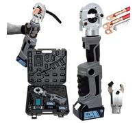 Crimpadora HidráUlica Recargable De 10-300 Mm², Alicates HidráUlicos A BateríA Para Terminales De Cobre Y Aluminio, Crimpadora De Terminales De Cable De Alto Rendimiento, RotacióN De 360°,B