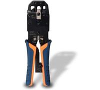 AISENS A142-0311 - Tenaza metálica de crimpar RJ10/RJ11/RJ12/RJ45 de carraca, Color Negro