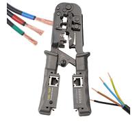 Crimpadora para Cables de Red | Función 3 en 1 para Crimpar, Cortar y Pelar | Herramienta de Trinquete para Conexiones Perfectas RJ45, RJ12 y RJ11 en Cables Cat5, Cat6, Cat7 (Mango Ergonómico)