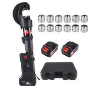 Crimpadora recargable hidráulica 12 toneladas para terminales de cobre y aluminio, portátil, continua, con cabezal 180° y batería 18V 4Ah