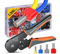 Crimpadora Terminales, alicates para engarzar 0,08-16 mm2 Juego de alicates para extremos de cables con 1200 punteras para cables dobles y simples para bricolaje y uso industrial Alicates para