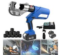 Crimpeadora HidráUlica EléCtrica Para Terminales De Cable,Crimpadora Recargable, Adecuada Para Terminales De Cobre/Aluminio,Incluye Matrices Y 2 BateríAs,Para Cables DoméSticos E Industriales(EZ-400)