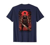 Crimson Oath Warrior Dark Fantasy Samurai Anime Arte japonés Camiseta