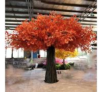 Crimson Red Artificial Maple Tree, Realistic Bark Trunk Fake Autumn, Sturdy Floral Accent for Mall & Event(7 * 7M)