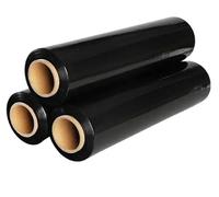 CRINSTON - Film Negro para Embalar | 50cm de Ancho x 200 Metros de Longitud | Rollo de Film para Embalaje Industrial y Paletizar, Film Manual, Plástico de Alta Elasticidad y Resistencia (3 UNIDADES)