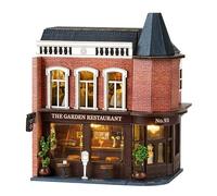 CRIOLPO Kit de casa de muñecas en Miniatura para Bricolaje, artesanías de Madera inventivas para Adultos, casa de muñecas pequeña Hecha a Mano, Kits de Casas en Miniatura - Corner Western Restaurant