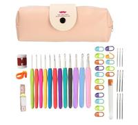 Criprix 41PCS Set de Crochet, Conjunto de Croché, Agujas de Ganchillo con mango ErgonóMico Suave Antideslizante (41 Rosa)