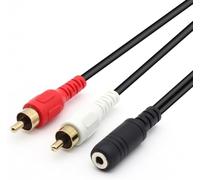 Criprix Cable Adaptador de Audio 3.5mm Hembra a 2 RCA Macho, Cable Divisor Estéreo para Amplificador, Altavoces, TV, MP3, PC, 40cm, Negro