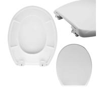 Crisalide® - Asiento de inodoro universal compatible blanco, tapa de inodoro con cobertura completa de MDF, cierre Soft Close, fijación ajustable de PVC, gomas antideslizantes, 36,7 x 44,5 cm