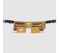 Crisalide® - Cinturón bolsa para herramientas profesional de piel de alta calidad (talla universal) ante con 4 bolsillos + porta martillo