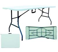 Crisalide - Mesa plegable rectangular con cierre de maletín, 3 variantes, mesa de picnic, para jardines y camping, cómoda de transportar y almacenar, de resina dura (blanco, 180 cm)