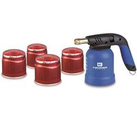 Crisalide® - Soldador quemador de gas en kit soplete con llama soplete de encendido automático piezo, 4 cartuchos de 190 g, 1 par de guantes de trabajo, 1 gafas de plexiglás