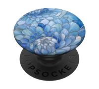 Crisantemo azul Noviembre Nacimiento Flor Floral Manchado PopSockets PopGrip Adhesivo