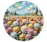 Crisantemo Rompecabezas De 1000 Piezas Rompecabezas Redondo 1000pcs (67.5x67.5cm) Regalos para Adultos Y Niños Hermosa Planta de Paisaje Redondo Puzzle Cartón 100% Reciclado Juegos Únicos De Desafío