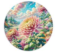 Crisantemo Rompecabezas De 1000 Piezas Rompecabezas Redondo 1000pcs (67.5x67.5cm) Regalos para Niños Hermosa Planta de Paisaje Redondo Puzzle DIY Descompresión