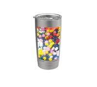 Crisantemos de jardín colorido Monet Arte floral clásico Vaso térmico de acero inoxidable de doble pared