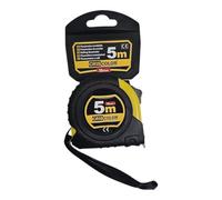CrisColor - Flexómetro enrollable Profesional de 5 Metros, Cinta Métrica con cierre automático, escala Métrico precisión MID, 5 m (Paquete de 1), Negro, Amarillo