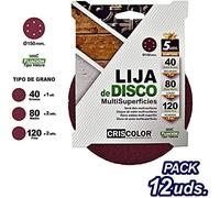 CRISCOLOR Lija Disco Autoadhesivas Surtido Ø150mm. PACK 12 BLISTER DE 5 UNIDADES