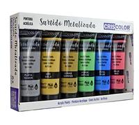 Criscolor - Surtido Pintura Acrílica Metalizada - PACK 6x35ml - Para trabajo artístico y manualidades - Para Principiantes, Estudiantes y Artistas profesionales. (Metalizada 6x35 ml)