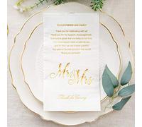 Crisky Servilletas doradas de Mr & Mrs. Servilletas de cena de boda, servilletas de repuesto para tarjeta de agradecimiento, toallas decorativas desechables para bodas, banquetes, ensayos, cenas,