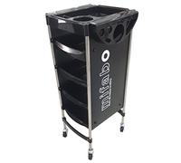 Crisnails® Carrito con Ruedas para Peluquería, Barbería, Perfumería, Cosméticos, Salón, Tienda de Tatuaje, Manicura y Pedicura, CR-35 Negro