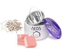 Crisnails® Kit de Calentador de Cera Eléctrico para la Depilación Profesional 500ml, 4 Ceras y 10 Espátulas de Madera