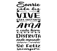 CrisPhy® Frase Vinilo "Sonrie cada dia" Vinilos decorativos, Pegatina frases motivadoras para pared. Pegatinas para decorar habitaciones.Vinilos decorativos frases (Alto 60cm por 120cm)