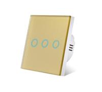 Cristal AC110V Templado Táctil para Interruptores de Luz de Pared Botón Sensor Interruptor de Lámpara de 3 Canales Enchufe US