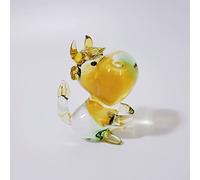 Cristal Arte Colorido Vaca Esmalte de Color estatuilla Hecha a Mano Animal soplado pisapapeles de Vidrio Regalo para Adorno de Mesa de cumpleaños