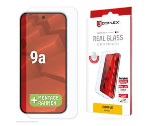 Cristal blindado DISPLEX (10H) para Google Pixel 9a Marco de montaje ecológico, cristal templado, película protectora resistente a arañazos, compatible con fundas